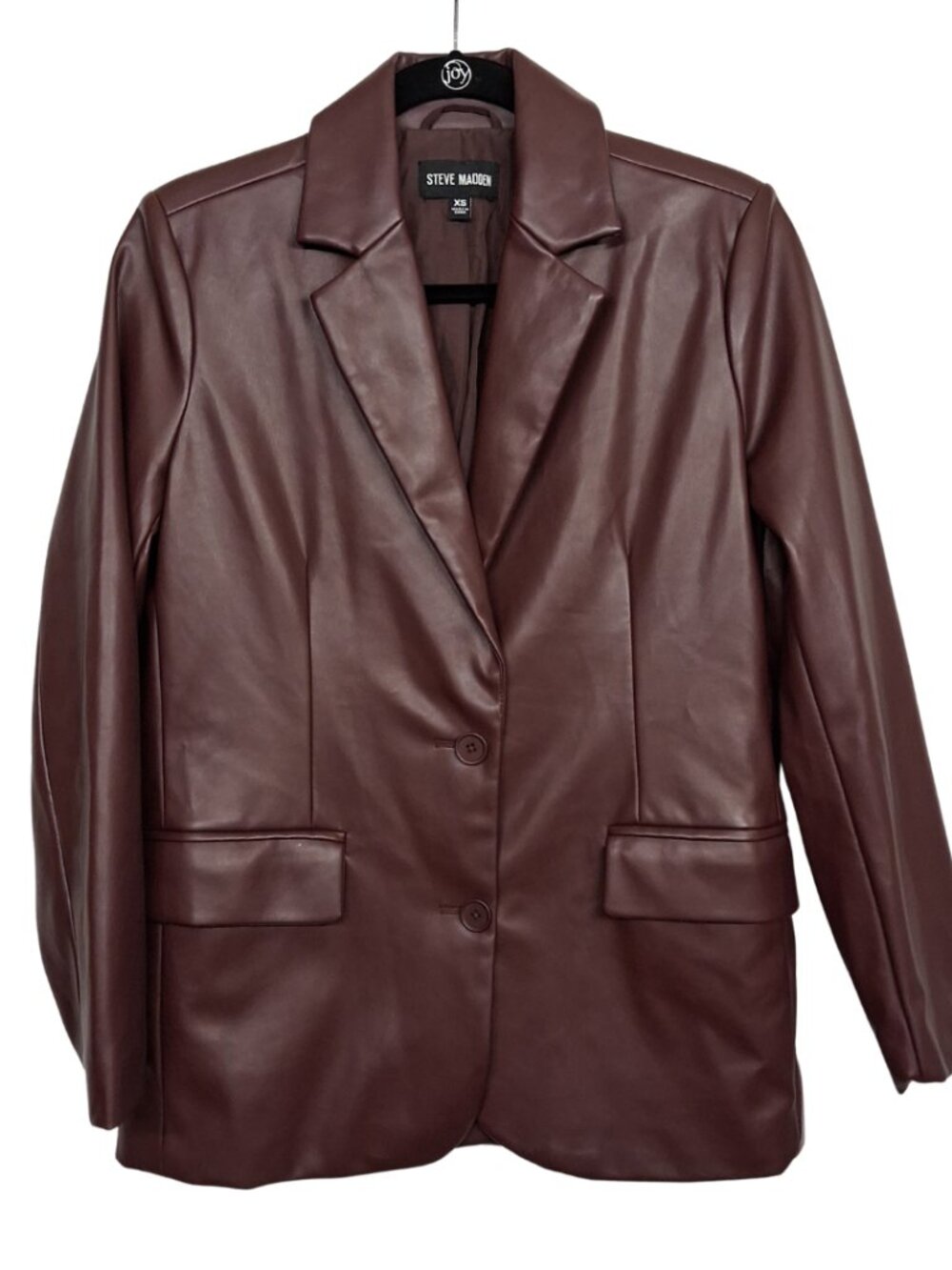 NEW Steve Madden Burgundy Faux Leather Jacket Blazer Buttery Soft XSmall
